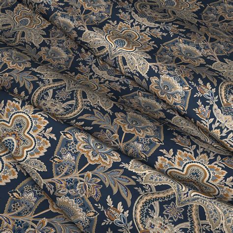 navy damask fabric